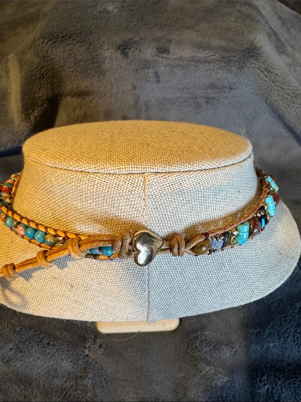 Turquoise Stone Beaded Two-Way Necklace or Wrap Bracelet